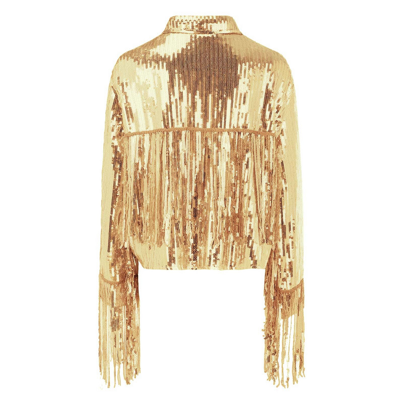 Jachetă cu mânecă lungă din paiete pentru femei, cu ciucuri, cu fermoar, jachetă largi, subțire, impermeabilă, pentru doamne, la modă куртка женская