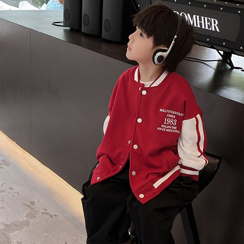 Imbracaminte exterioara pentru copii, toamna 2023, top pentru copii, cu litere coreene brodate, costum de baseball pentru baieti, tendinta 10-342