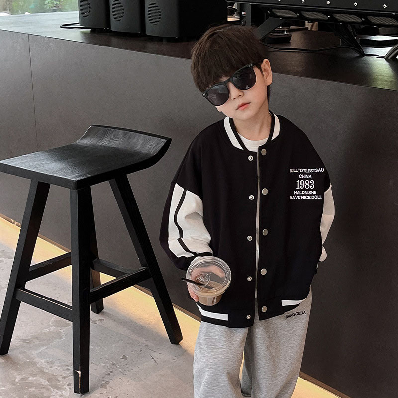 Imbracaminte exterioara pentru copii, toamna 2023, top pentru copii, cu litere coreene brodate, costum de baseball pentru baieti, tendinta 10-342