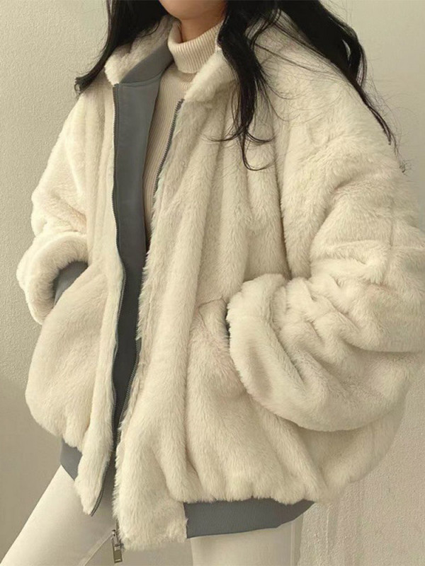 Korėjietiškas storas paminkštintas moteriškas striukė su gobtuvu, dvipusis laisvas trumpas, ilgomis rankovėmis, 2023 m. žieminis moteriškas užtrauktukas šiltas laisvalaikio paltas