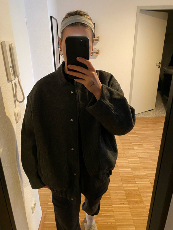 RR2311 jachete bomber din amestec de lână supradimensionate, cu nasturi, haine de top cu mâneci lungi, lejer, lejer, iarnă, călduroasă, jachete pentru femei.