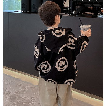 Φθινόπωρο 2023 Παιδικά κινούμενα σχέδια με κουκούλα Παλτό παιδικό πανωφόρι μόδας αγόρια φαρδύ μπουφάν με φερμουάρ