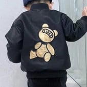 Noi Jachete Baieti Piele Copii Paltoane Moda Copii Imbracaminte exterioara Primavara Toamna 2023-021