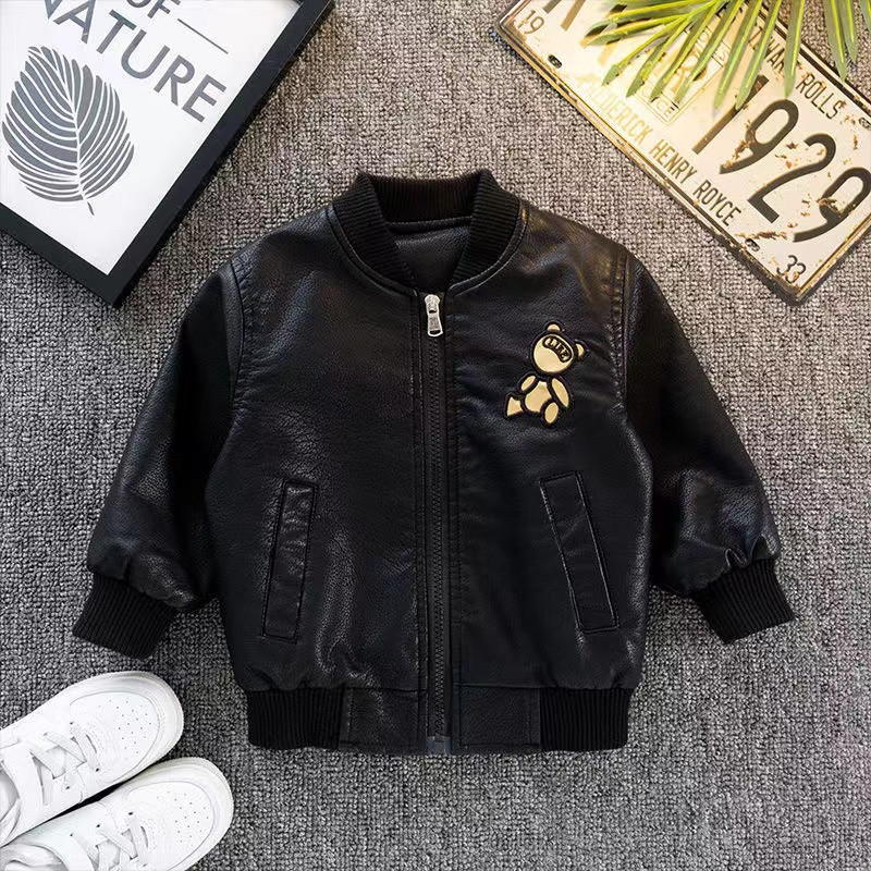 Noi Jachete Baieti Piele Copii Paltoane Moda Copii Imbracaminte exterioara Primavara Toamna 2023-021