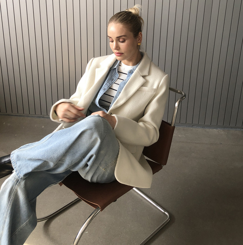 2023 Toamna / Toamna Iarna Noua Moda Femei Jacheta De Lână De bază Blazer De bază