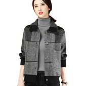 Moteriškas vilnonis paltas, 2023 m. pavasario ruduo, naujas laisvas megztas dvipusis vilnonis paltas, moteriškas rudens žiemos vilnonis viršus L-4XL C75