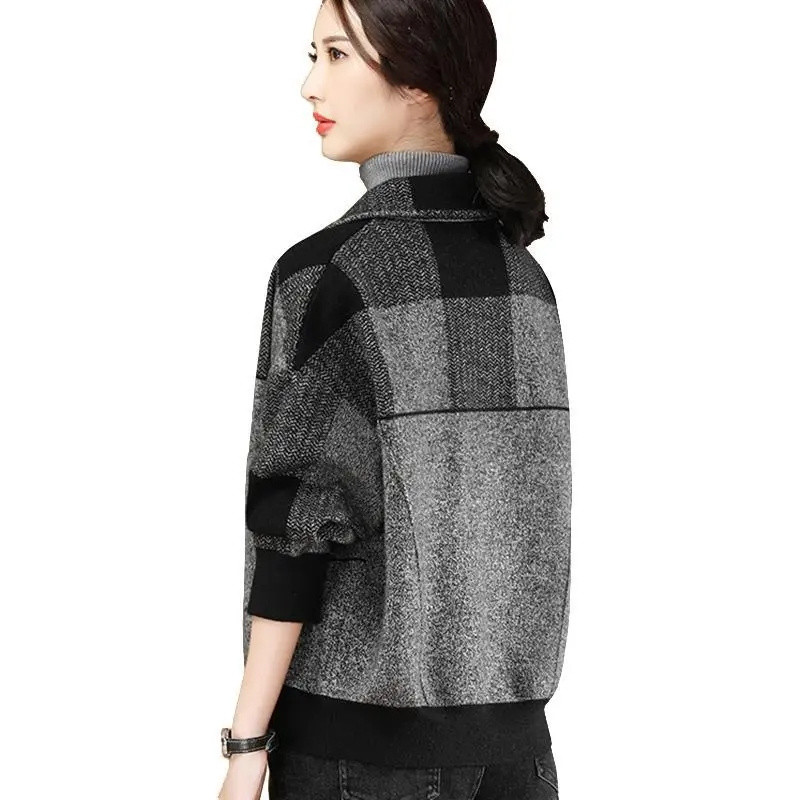Moteriškas vilnonis paltas, 2023 m. pavasario ruduo, naujas laisvas megztas dvipusis vilnonis paltas, moteriškas rudens žiemos vilnonis viršus L-4XL C75