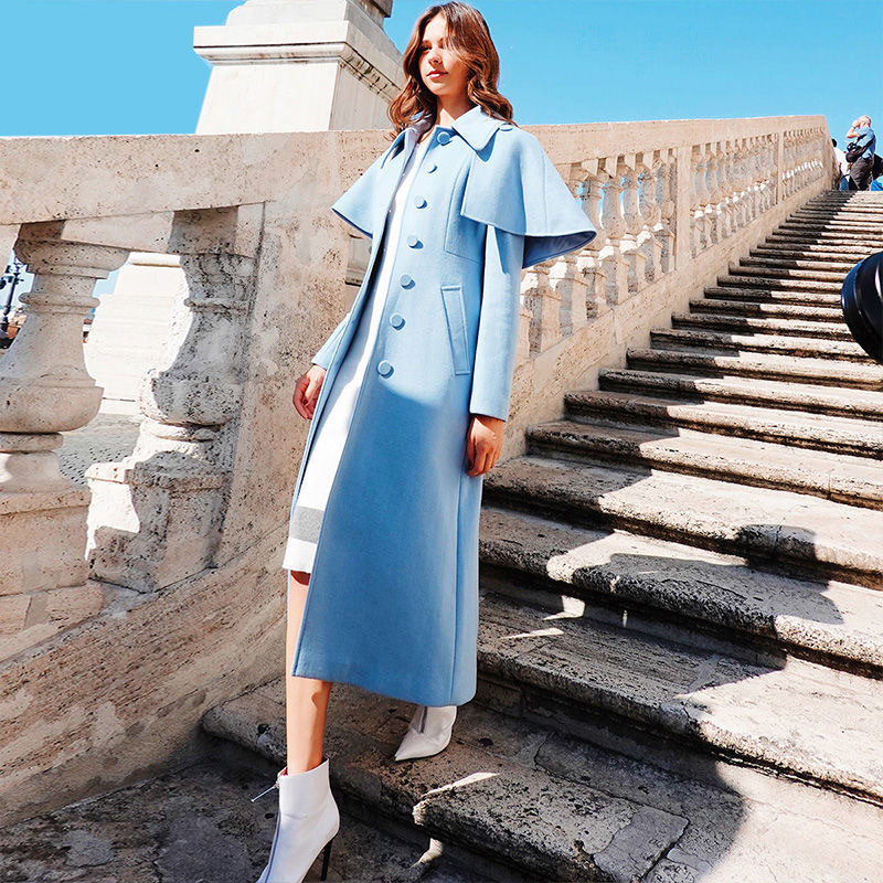 Moteriški drabužiai Vilnoniai mišiniai Striukės Vidutinio ilgio Kailis Žiema Šilta Korėjietiška Laisvos Varčios Pastorina Moteriški viršutiniai drabužiai