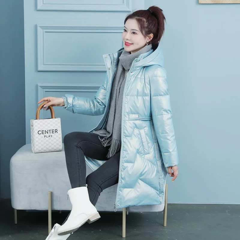 2023. aasta uus naiste talvejope, pikk mantel kapuutsiga, puuvillane polsterdatud jope Naiste soojad veekindlad välisrõivad, lumemantlid