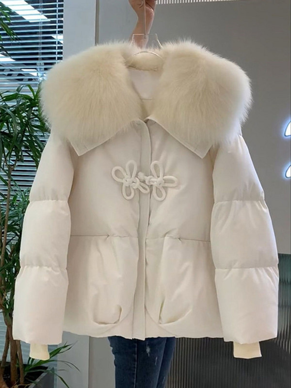 EWQ Sweet Style Prašmatnus moteriškas medvilninis paltas, vienspalvis, atvartas, kratinys, užtrauktukas, moteriškas paltas 2023 m. ruduo Nauja 27SN3815