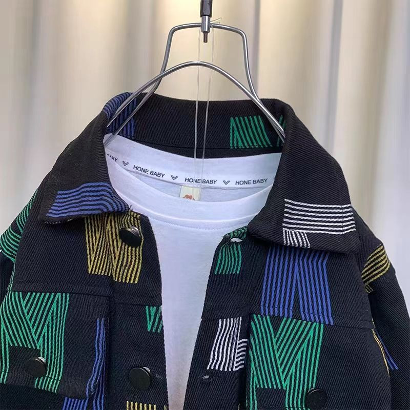 Jachetă de toamnă 2023 pentru bebeluși, băieți, haină de jean, literă, desene animate, îmbrăcăminte pentru copii, jachetă de denim de primăvară, jachetă pentru băieți, jachetă pentru copii, topuri