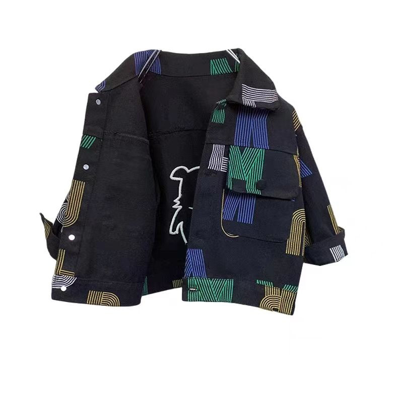 Jachetă de toamnă 2023 pentru bebeluși, băieți, haină de jean, literă, desene animate, îmbrăcăminte pentru copii, jachetă de denim de primăvară, jachetă pentru băieți, jachetă pentru copii, topuri