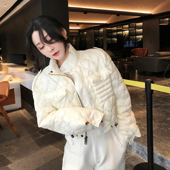 Разпродажба на съкратено яке за жени Тенденция на корейско улично облекло Y2k Късо пухено палто Безплатна доставка Якета Дамски ватирани палта зима 2023 г.