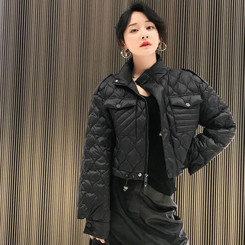 Reducere Jachetă decupată pentru femei Trend Coreeană Streetwear Y2k Jachetă scurtă din puf Transport gratuit Jachete Femei Iarna 2023 Paltoane matlasate