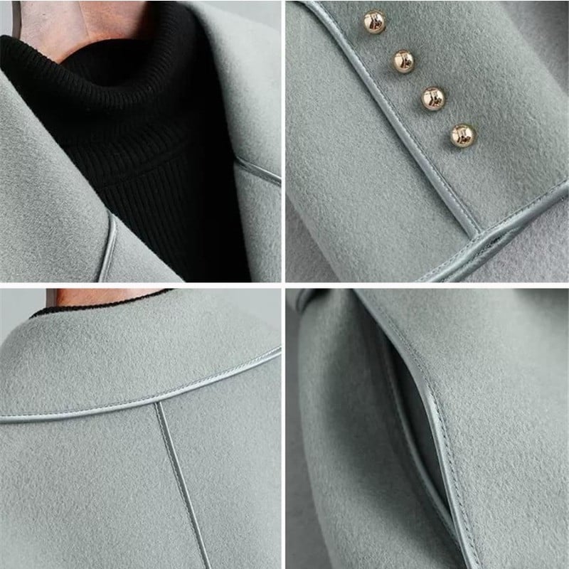 Elegantiškas negabaritinis M-9xl diržas Prabangūs vilnos mišinio paltai Moteriški korėjietiški laisvi vidutinio ilgio paltai, 2023 m. Paprasti, tinkantys viršutiniai drabužiai