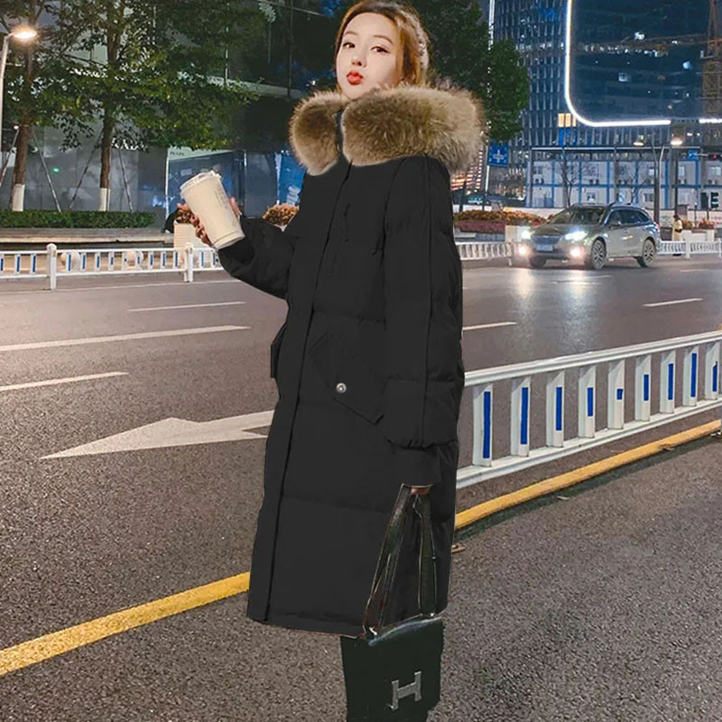 Mantouri largi din bumbac cu glugă cu glugă de lungime medie Se îngroașă Îmbrăcăminte caldă pentru zăpadă Parka supradimensionată 95 kg Femei Iarnă Jachete casual