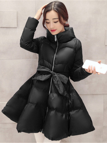 2023 Нови модни зимни палта Дамски топли якета с памучна подплата Outerwea Дамско облекло Парки с колан с цип Femme A-word Jacket