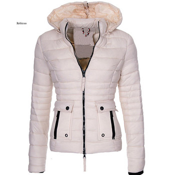 Зимно модно тънко леко дамско памучно яке с качулка Голям размер Парки Ретро тънко късо ежедневно дамско памучно палто