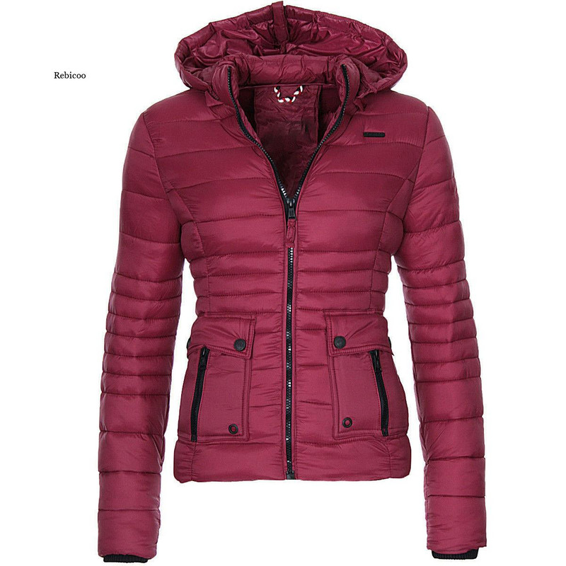 Jachetă din bumbac pentru femei, la modă de iarnă, cu glugă, subțire, ușoară