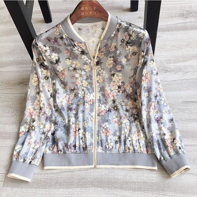 Femei 2023, primăvară, toamnă, cu imprimare cu macara cauzală, cu gâtul în formă de jachete de bază, paltoane pentru femei, mâneci lungi, fermoar, îmbrăcăminte ușoară A03