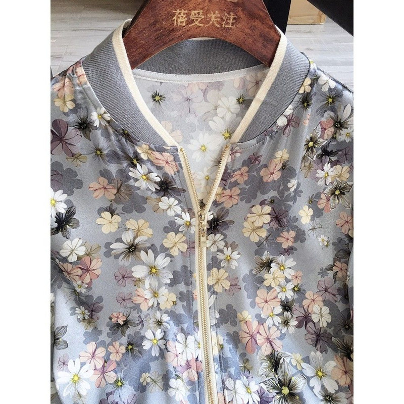 Femei 2023, primăvară, toamnă, cu imprimare cu macara cauzală, cu gâtul în formă de jachete de bază, paltoane pentru femei, mâneci lungi, fermoar, îmbrăcăminte ușoară A03