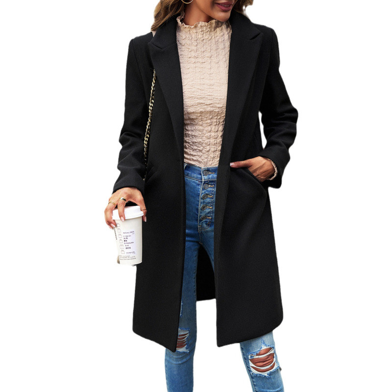 Casual Coreeană Culoare uni Manecă lungă Temperament Moda Elegantă Birou All-match Imbracaminte de stradă șic Mantoane drepte Nou