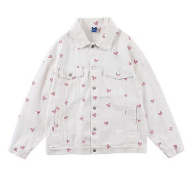 Moda în stil coreean Îmbrăcăminte Kawaii Y2k Streetwear Loose Love cămașă din blugi Jachetă femeie primăvară toamnă nișă dulce design cool