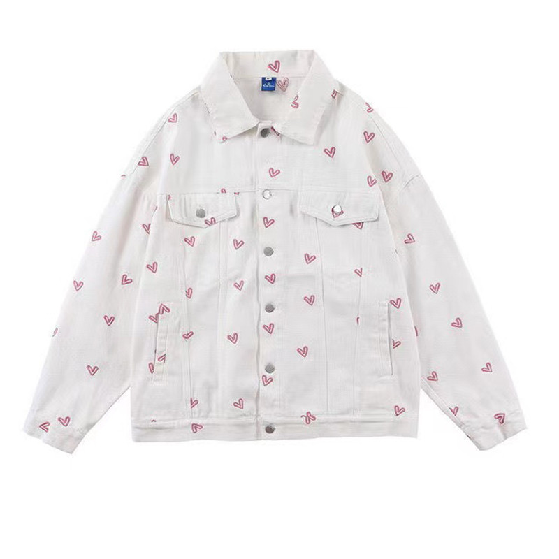 Moda în stil coreean Îmbrăcăminte Kawaii Y2k Streetwear Loose Love cămașă din blugi Jachetă femeie primăvară toamnă nișă dulce design cool