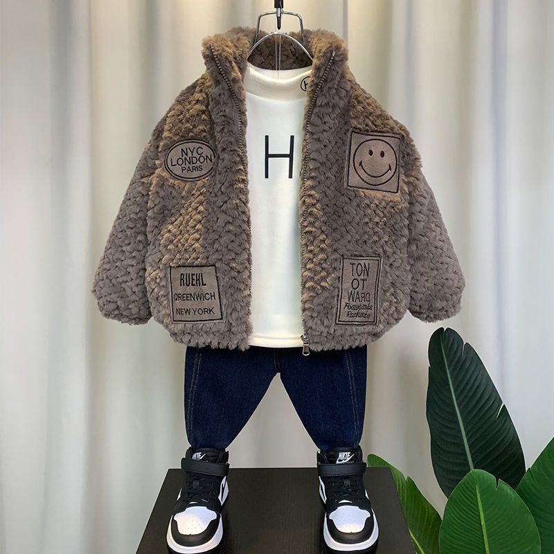 Nauja berniukiška striukė, vilna, vaikiški paltai, viršutiniai vaikų drabužiai, rudens žiema, 2022 m.-W025A