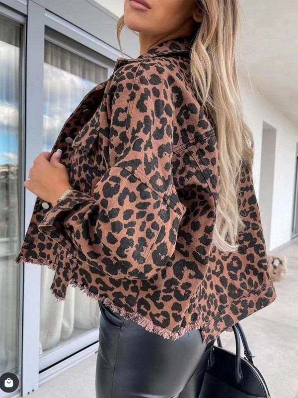 Lusumily leopard jachetă din blugi femei stil cămașă Jeancoat primăvară toamnă femei casual top Street îmbrăcăminte exterioară doamnă student sacou