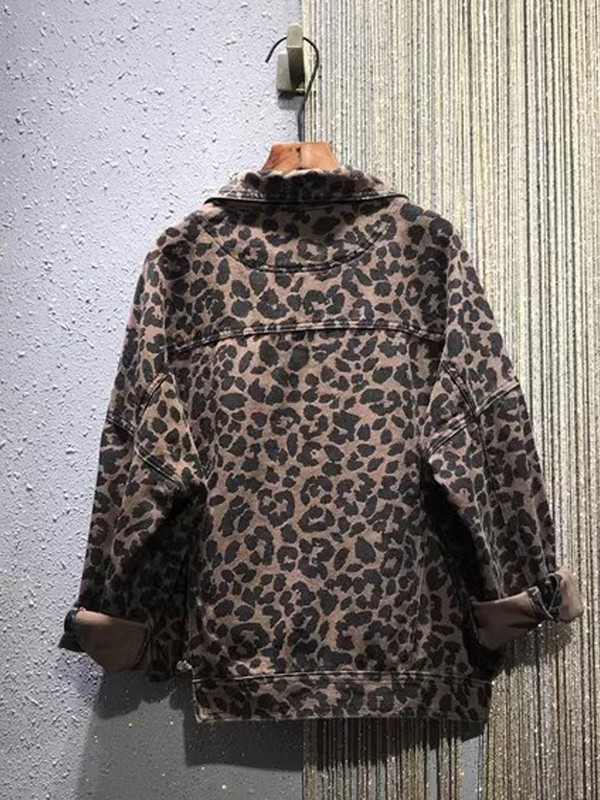 Lusumily leopard jachetă din blugi femei stil cămașă Jeancoat primăvară toamnă femei casual top Street îmbrăcăminte exterioară doamnă student sacou