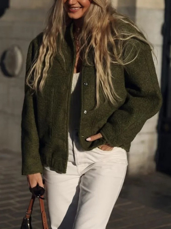 Lusumily uus sügisene naiste elegantne soliidne mantelnööbiga pikkade varrukatega taskupommitaja jakk Välisrõivad kevadised vabad tänavarõivad