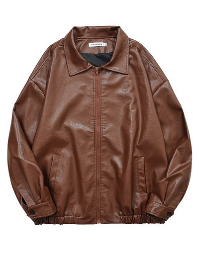 PU odinė striukė moteriška rudens žiemos motociklų motociklininko striukė su užtrauktuku Moteriška korėjietiška mada Harajuku ilgomis rankovėmis Y2K gatvės aprangos paltas