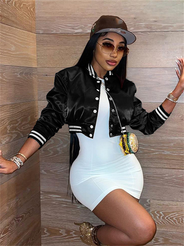 Simenual Grunge Punk Jachetă de zbor decupată la un singur piept, pentru femei, toamnă, de bază, cu gât rotund, îmbrăcăminte ocazională, Jachete de stradă Y2K