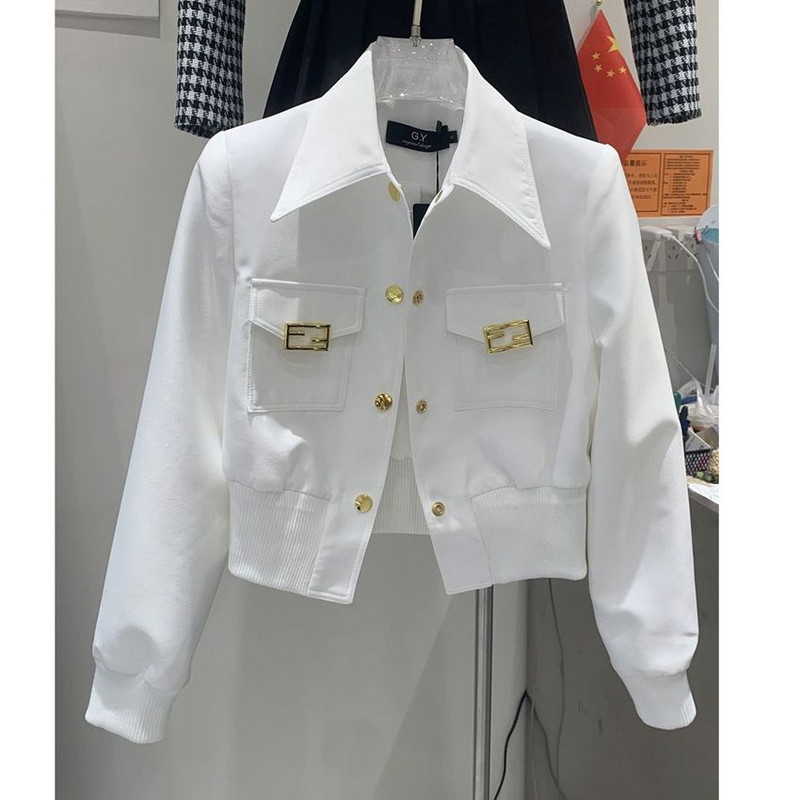 Pavasario rudens laisvalaikio moteriškas paltas korėjietiškos versijos atvartas, metalinė sagtis Advanced Sense, juosmuo, plonas moteriškas švarkas, ploni viršutiniai drabužiai