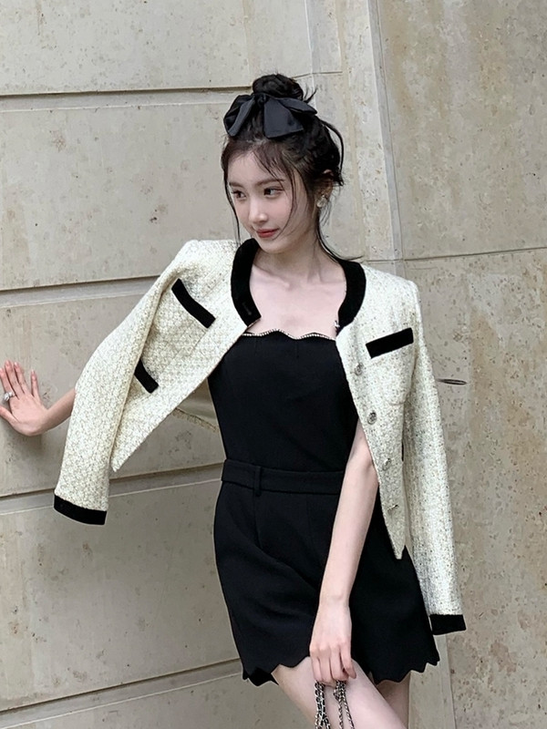 Jachetă franceză de înaltă calitate, parfumată, din tweed, pentru femei, toamnă iarnă 2023, paltoane de lână de marcă de lux, moda coreeană Jaqueta