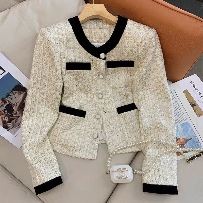 Jachetă franceză de înaltă calitate, parfumată, din tweed, pentru femei, toamnă iarnă 2023, paltoane de lână de marcă de lux, moda coreeană Jaqueta