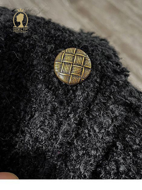 Jachetă neagră nouă de toamnă pentru femei, scurtă 2023, stil casual temperament, jachetă grosieră din tweed, modă coreeană, top elegant cu mânecă lungă