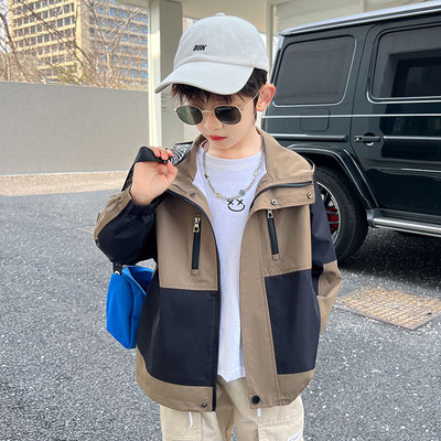 Băieți, primăvară, toamnă, jachete, jachete pentru copii, jachetă de vânt cu glugă, cu buzunar, pentru copii, cu fermoar, haine pentru bebeluși 4-14 ani