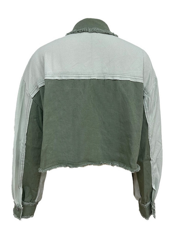 Lusumily Patchwork Jachetă Denim Bluză Femeie Bluză Jachetă De Jean Top Haine Sexy Toamnă Streetwear Îmbrăcăminte pentru studenți