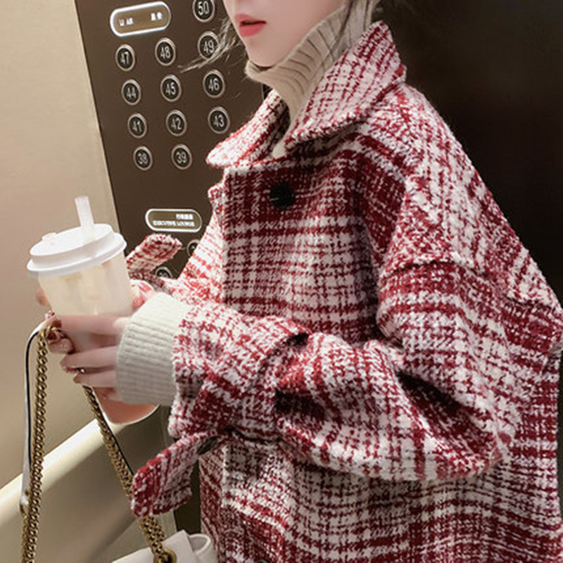 Divat kockás hosszú gyapjúkabát Női ruházat Őszi téli gyapjúdzsekik 2022 Új divatos téli kabátok D127