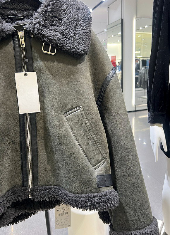 Jachetă de iarnă din piele de blană artificială, motociclist, femei, îmbrăcăminte de stradă, cu fermoar, din miel, haină pentru damă, groasă, caldă, scurtă