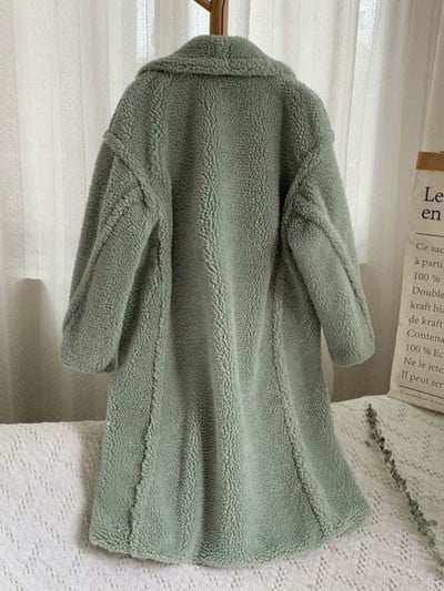 Palton de damă, toamnă iarnă 2023, nou în blană liberă, haină de blană imitație dintr-o bucată, de lungime medie, păr de miel, haine calde pentru femei