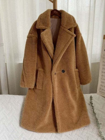 Palton de damă, toamnă iarnă 2023, nou în blană liberă, haină de blană imitație dintr-o bucată, de lungime medie, păr de miel, haine calde pentru femei