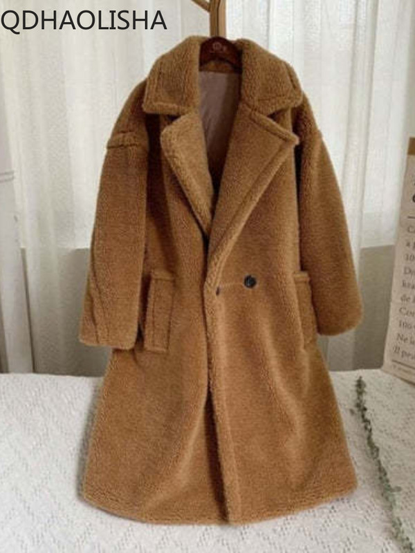 Palton de damă, toamnă iarnă 2023, nou în blană liberă, haină de blană imitație dintr-o bucată, de lungime medie, păr de miel, haine calde pentru femei