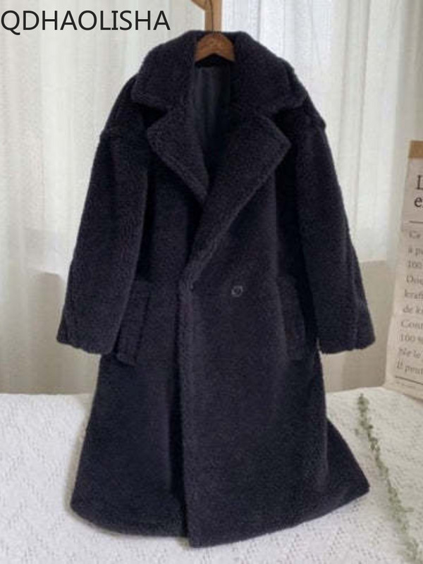 Palton de damă, toamnă iarnă 2023, nou în blană liberă, haină de blană imitație dintr-o bucată, de lungime medie, păr de miel, haine calde pentru femei