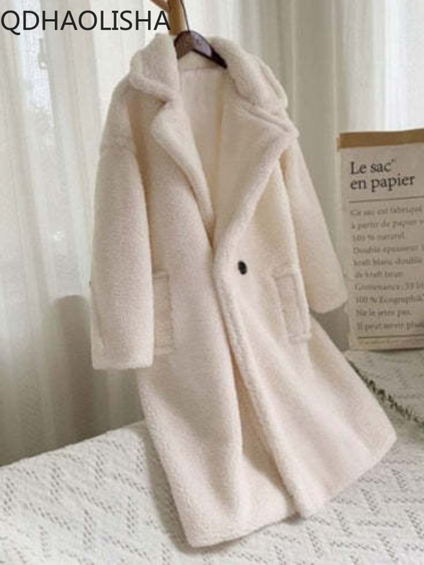 Palton de damă, toamnă iarnă 2023, nou în blană liberă, haină de blană imitație dintr-o bucată, de lungime medie, păr de miel, haine calde pentru femei