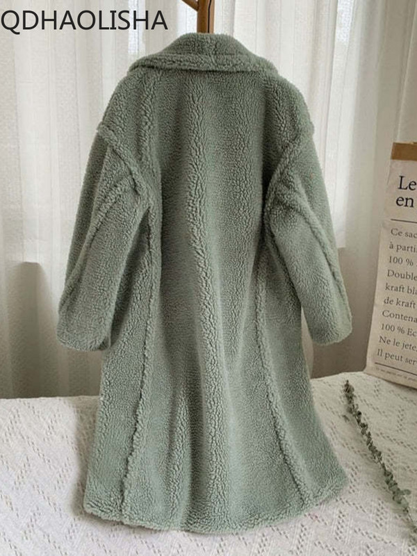 Palton de damă, toamnă iarnă 2023, nou în blană liberă, haină de blană imitație dintr-o bucată, de lungime medie, păr de miel, haine calde pentru femei