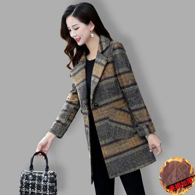 Trench de modă în carouri din lână, toamnă și iarnă, de dimensiuni mari, trenci lung, lejer, cald, gros, mareea feminină