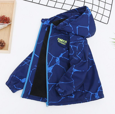 Jachetă de exterior la modă pentru băieți Jachete groase de iarnă impermeabile pentru copii haine calde, jachetă pentru băieți de toamnă, cu glugă